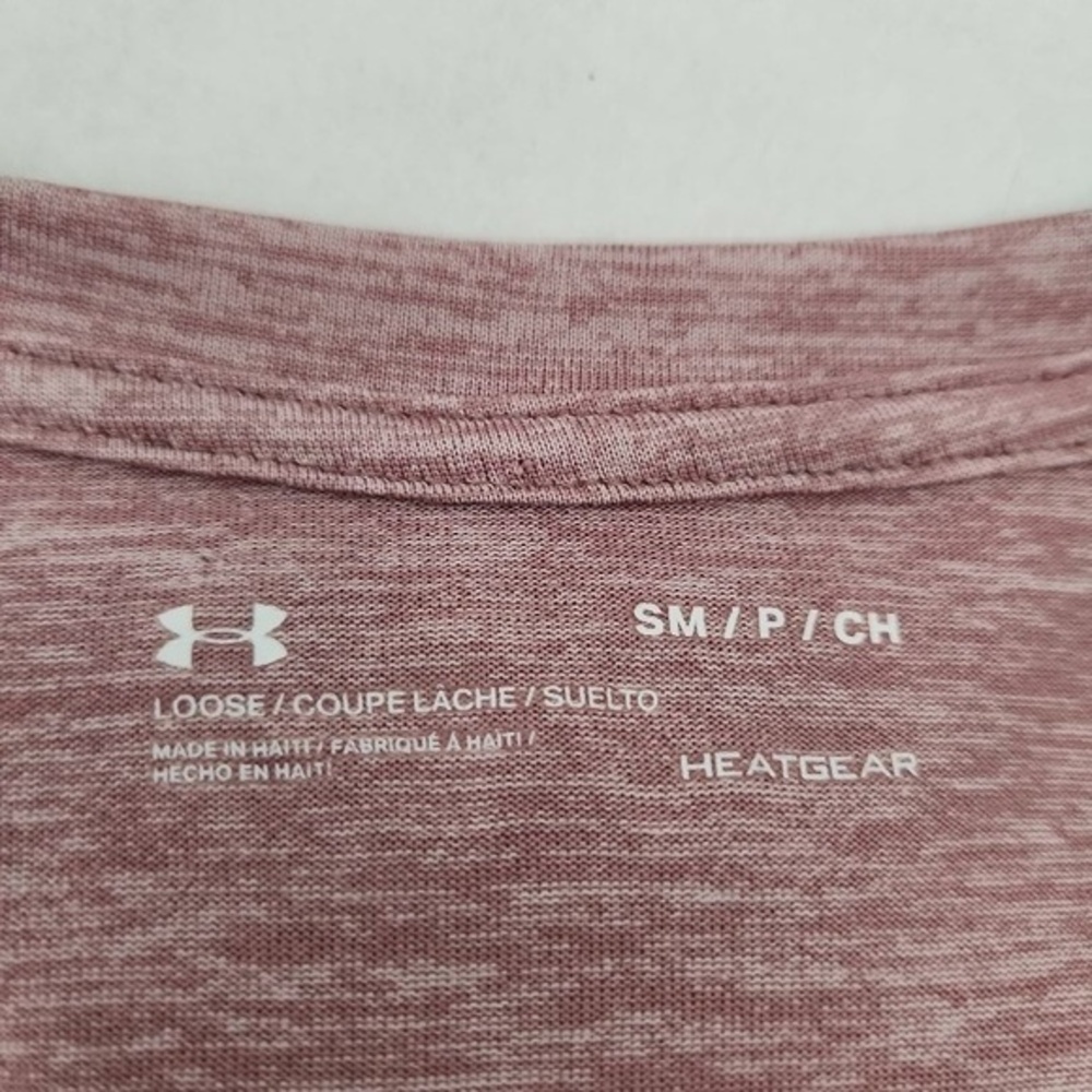 Under Armour TShirt Womens Size Small Heathered Pink VNeck ShortSleeveAthleisure - Picture 5 of 11